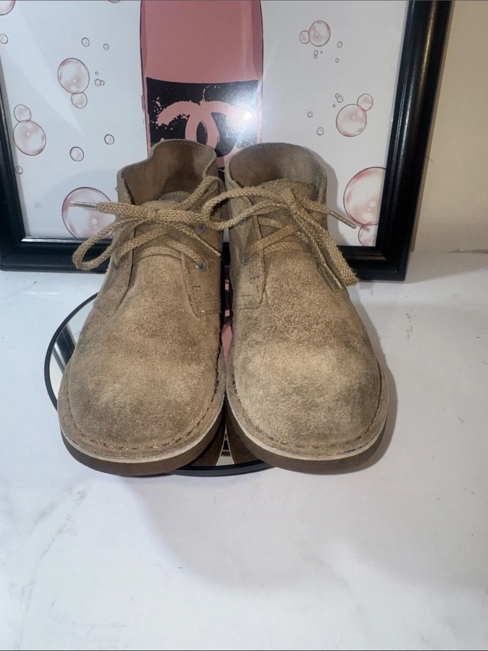 Clarks Originals Kids Leather Taupe Desert Boot - Size 11.5M/W